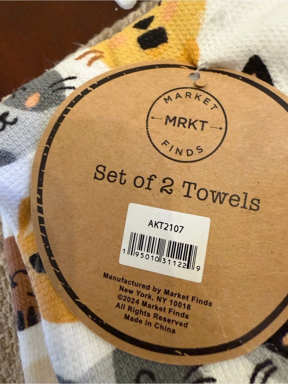 NWT Cat Face Cotton Kitchen Towel - Set of 2